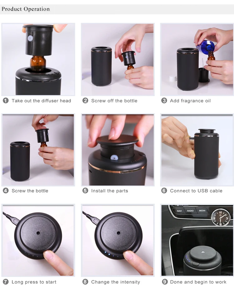 Scenta Private Label Luxury Usb Rechargeable Scent Spray Car Aroma Essential Oil Diffuser Scent