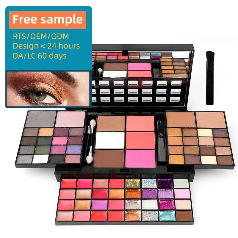 

Professional 74 Full Color Makeup Set Custom Eyeshadow Blush Concealer Contour Lipgloss Make Up Eye Shadow Palette, 74 colors