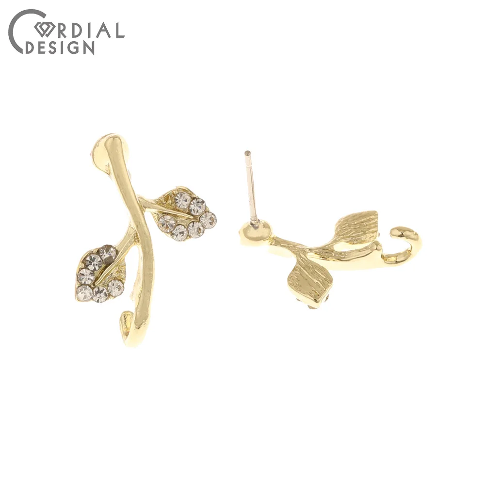 

Jewelry Accessories Cordial Design 100Pcs 13*17MM Jewelry Accessories Rhinestone Earring Stud DIY Making Leaf Shape Jewelry Find