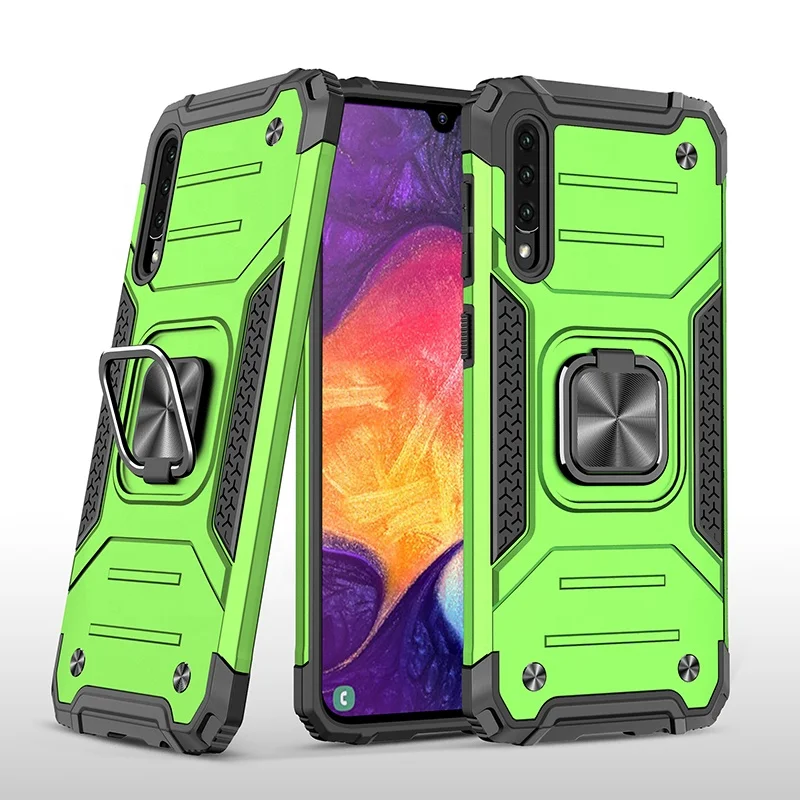 

360 Ring Magnetic Car Kickstand Shockproof PC+TPU Phone Case For Samsung galaxy A30 A50S A50, Multi-color, can be customized