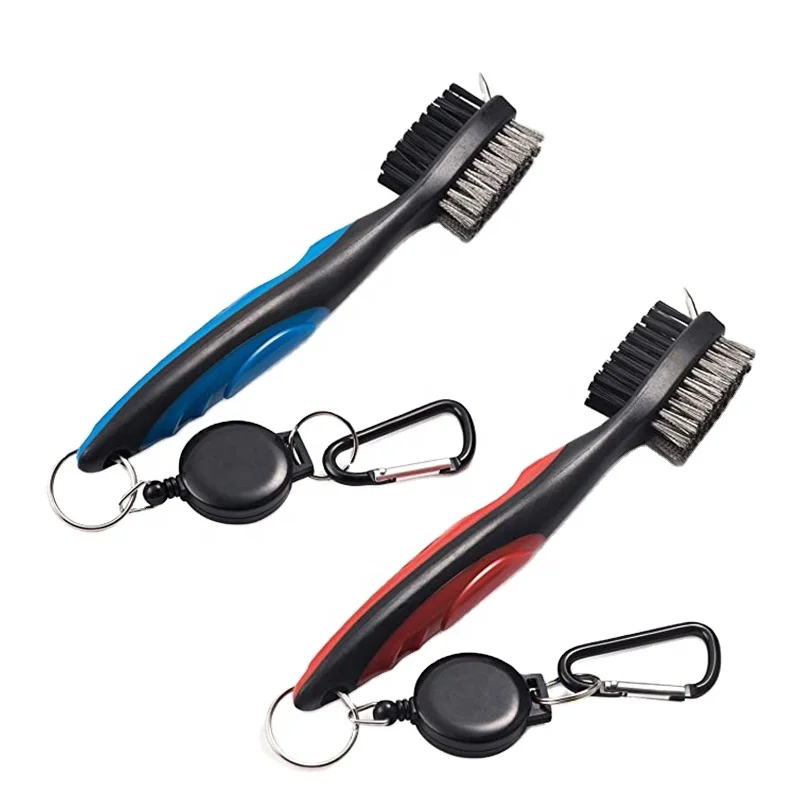 

Golf Club Brush and Club Cleaner Easily Attaches to Golf Bag Golf Divot Tool, Blue, red, black, customized