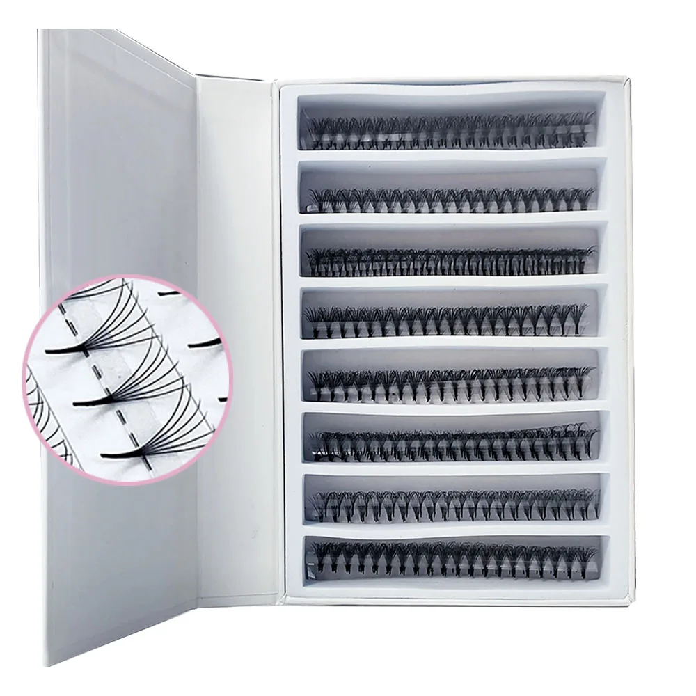 

heat boned eyelash extension loose fans premade 6d 7d 8d volume fans superroots large tray 10d 0.05 pointy base Fan Eyelashes, Dark black