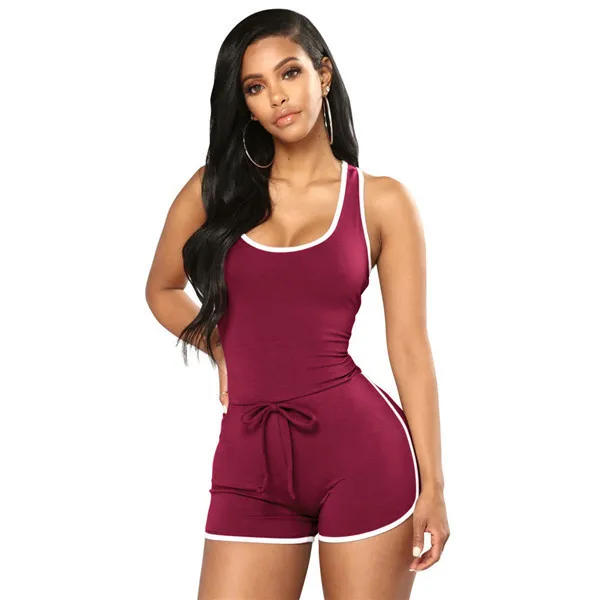 

New solid color sports wind jumpsuit shorts workout clothes sports yoga fitness sexy women jumpsuit 2021, Picture