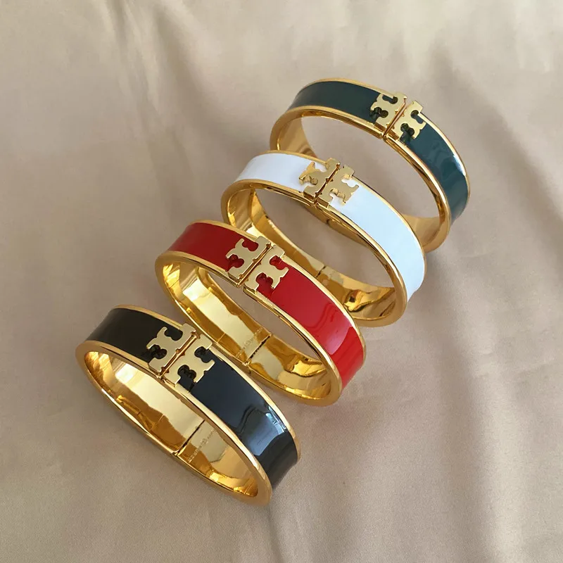 

Fashion High Quality 18K Gold Letter TB Enamel Bracelet Women
