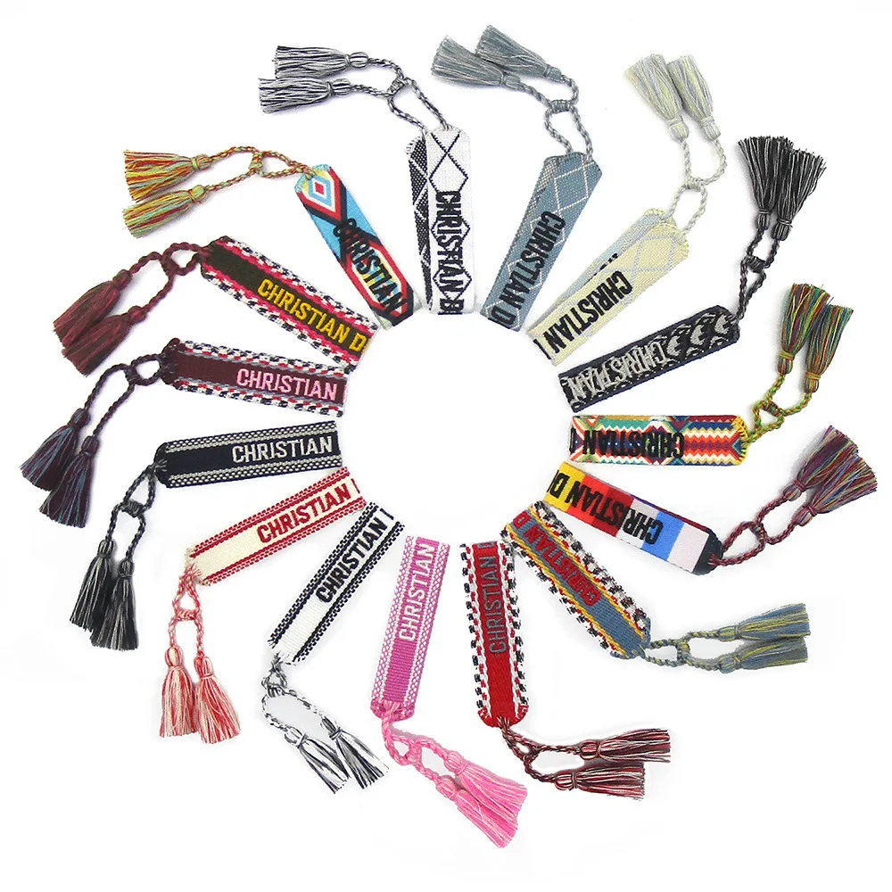 

New popular Colorful Fashion Customized Logo Unisex Tassel Woven Handmade Braided Adjustable Friendship Bracelet