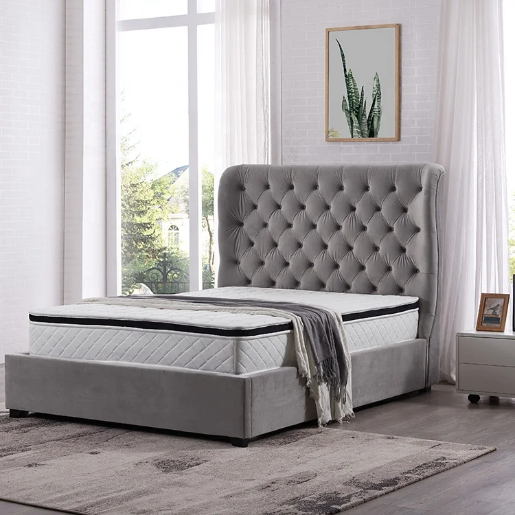 
hot sale new style design king queen double size folding fabric bed frame headboards for room furniture with storage  (62077267810)