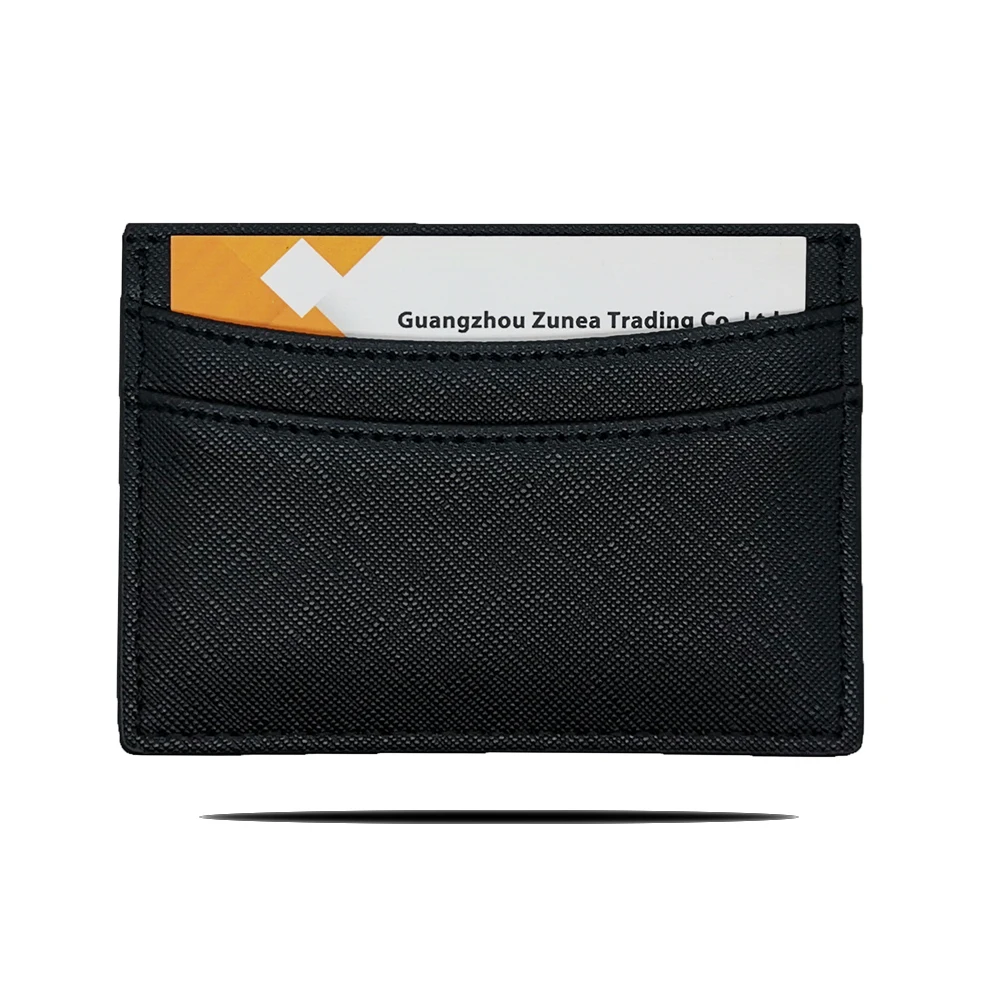 

Black Cross Saffiano Leather PU name card holder leather cardholder custom debossed or stamp logo