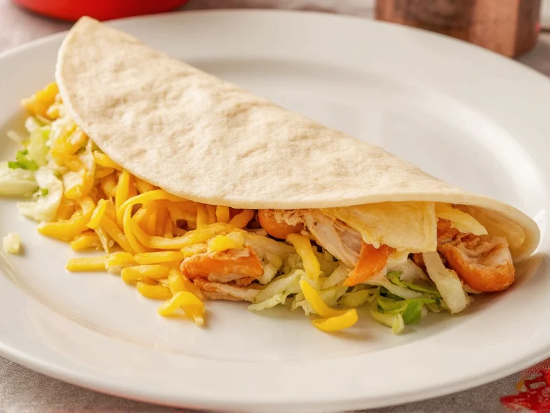 Layering chicken and cheese in tortilla for quesadilla