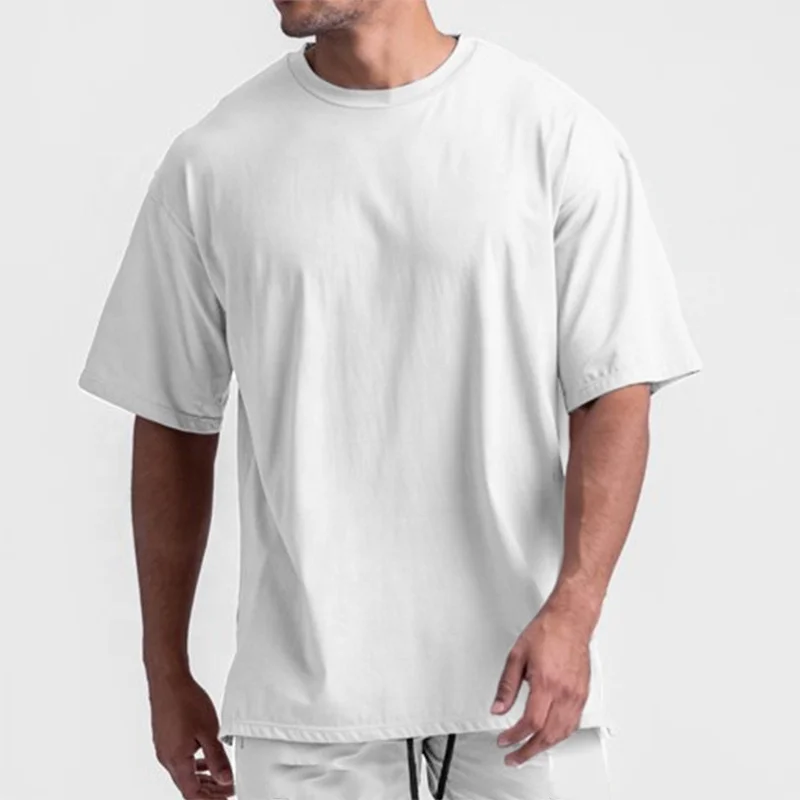 

Custom Logo OEM Basic Loose Short Sleeve Blank 100% Cotton Round Neck T Shirt for Men, White/accept customization