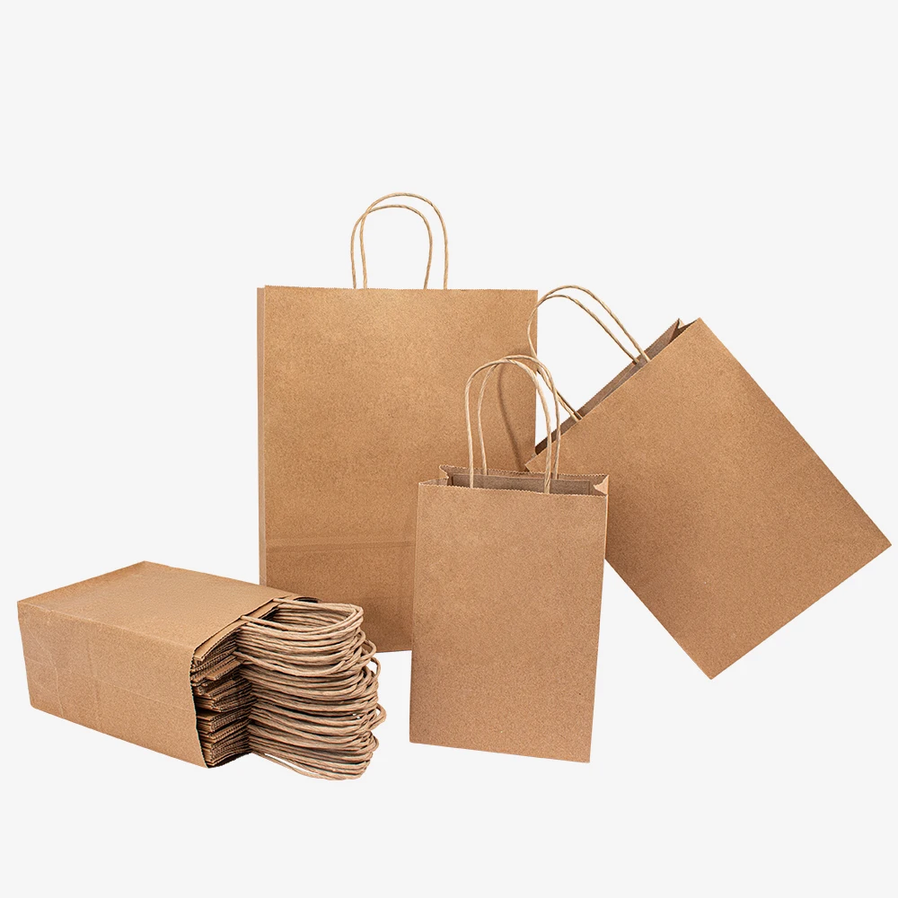 

16*6*12''Supermarket Boutique White Brown Eco-Friendly Kraft Paper Shopping Food Packaging Bags with Your Own Logo