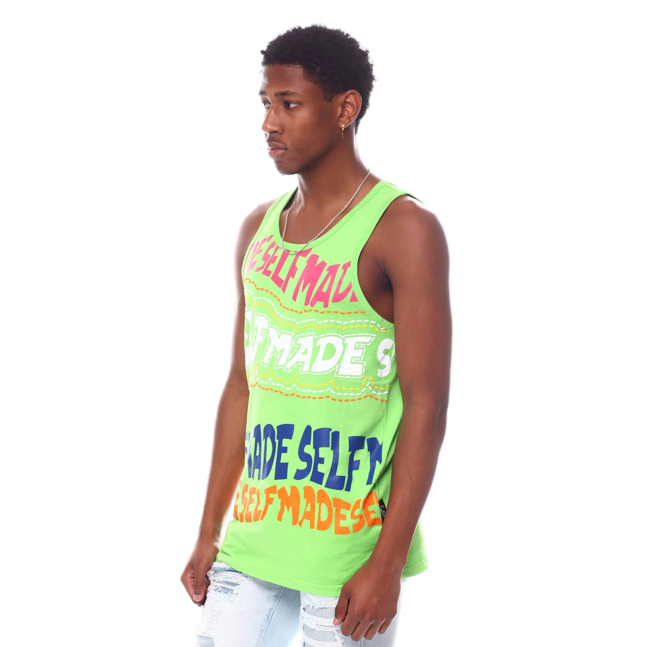 

Wholesale Custom Logo Design Ladies Green Round Neck Ribbed Knit Tank Top