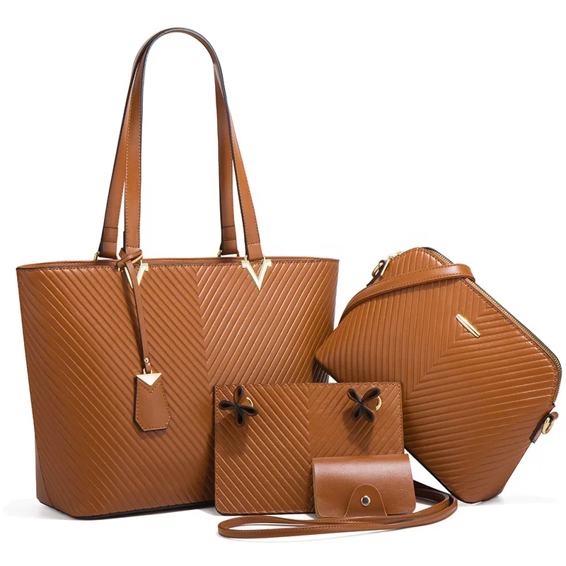 

New Arrivals High Quality Pu Soft large Tote Bag Shoulder Leather Purses And Handbags Set