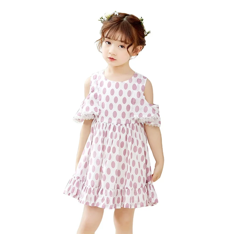 

kids girl summer dress fashion design small spring open shoulder children girls dresses, Picture