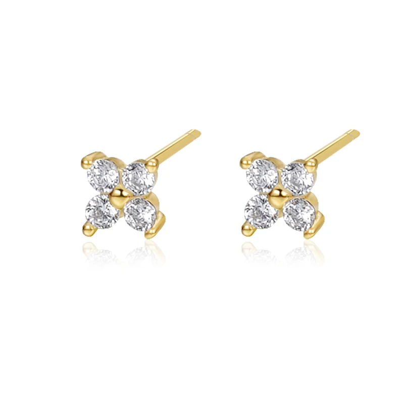 2023 Fashion Zircon leaf shape stud Earrings  925 gold silver plated jewelry earrings non tarnish for women