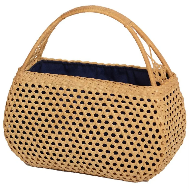 

Newest Design 2022 simple fashion casual hollow out Grid beach woven bag women hand bags rattan woven beach bag