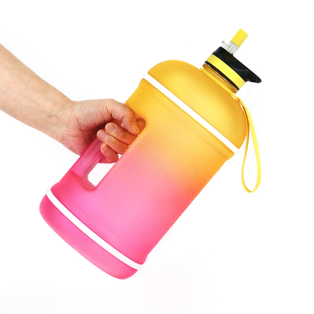 

Reusable gym 1 gallon Leak-Proof Drinking Water bottle Jug with ribbon, Transparent/custom