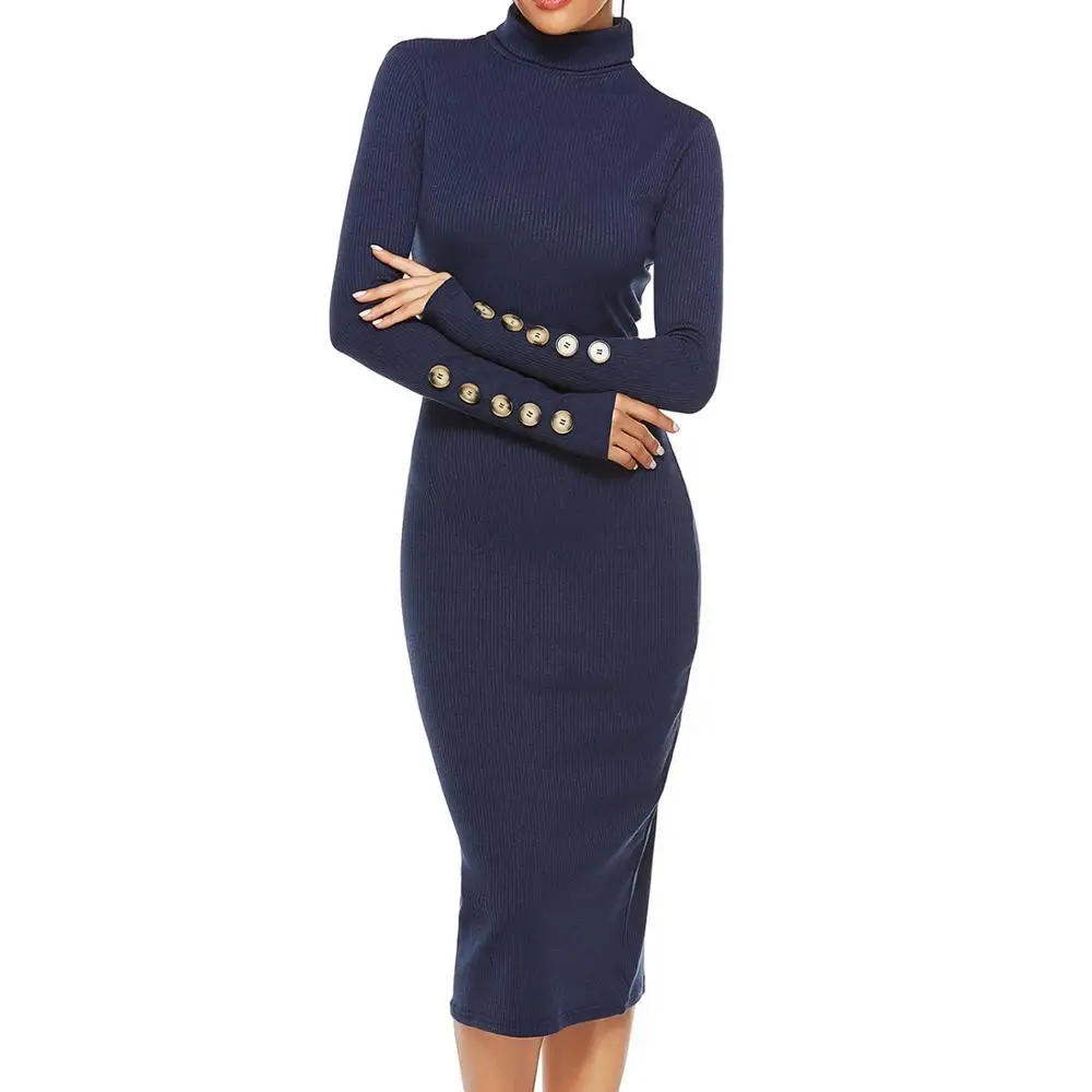 

Solid color long sleeve turtleneck dress New skirt long skirt casual women dress mini skirt korean dresses jersey dresses, Customized color