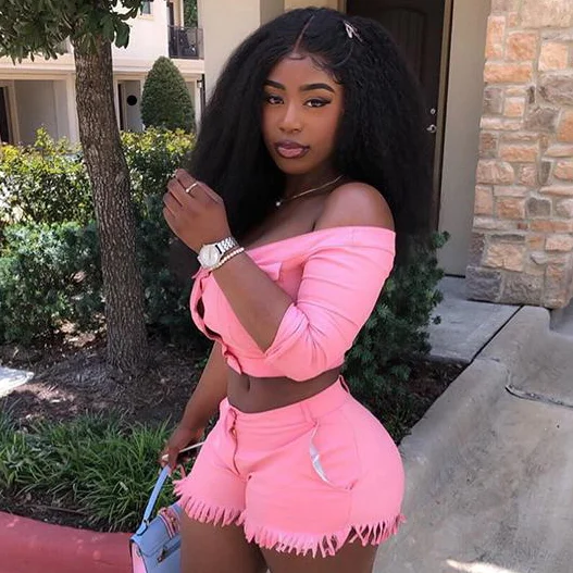 

2021 Fashion Clothes Solid Off Shoulder Crop Tops Tassel Sexy Sweat Suits Pink Tracksuit Women Custom Two Piece Short Pants Set, Pink,gray,black,orange,green