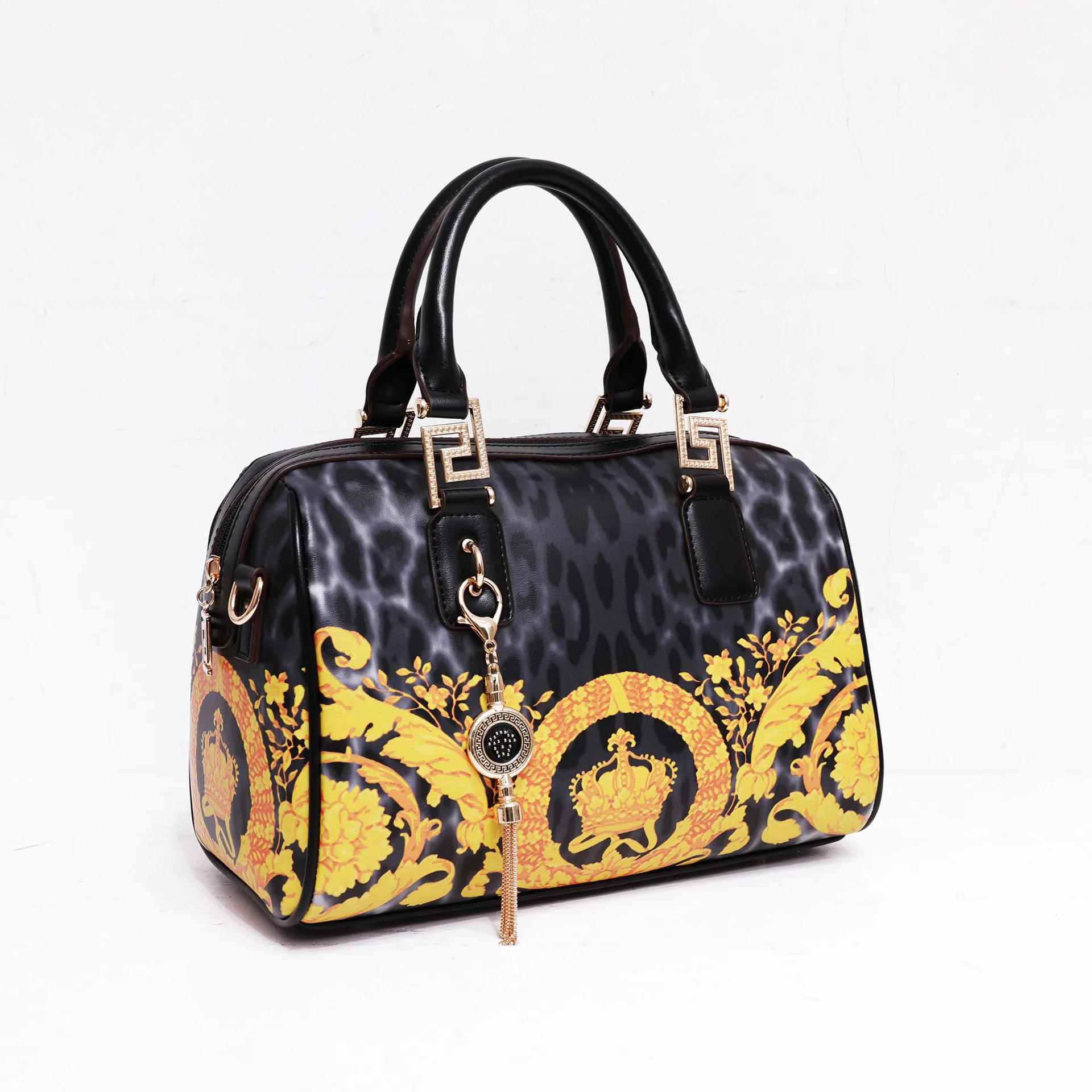 

PU Famous brands new style leather purse handbag printing ladies fancy pillowtote hand bags, White black deep blue