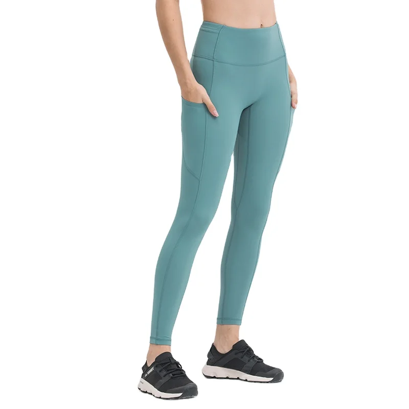 

Low MOQ High Waist Fitness Solid Color Gym Yoga Leggings for Women With Phone Pocket, In-stock color