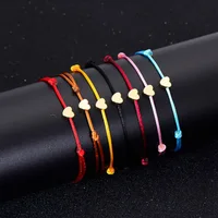 

Gold Color Heart Bracelet Silver Handmade Jewelry Multicolor Rope Adjustable String Lucky Bracelet for Women