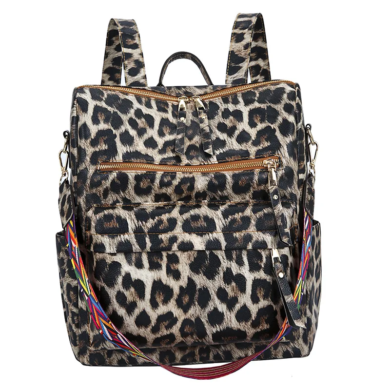 

Hot Sale Fashion Leopard Flower Print PU Backpack