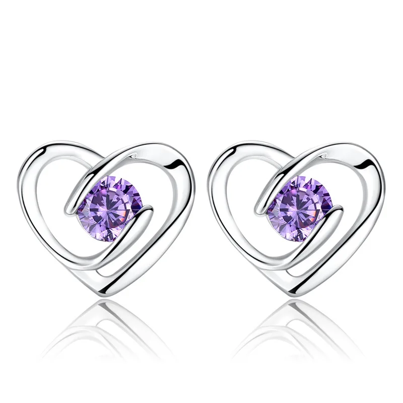 

Simple ear jewelry silver-plated female earrings fashion Korean style heart-to-heart earrings women