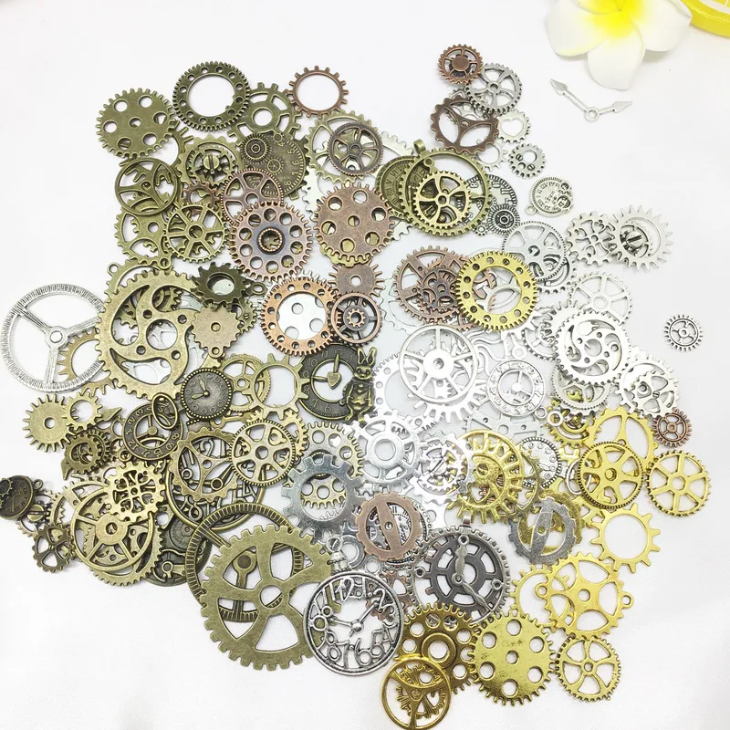 100Gram Antique Steampunk Gear Mix Steampunk WheelAlloy Gear Pendants Charms for Crafting Jewelry Makingewelery Making