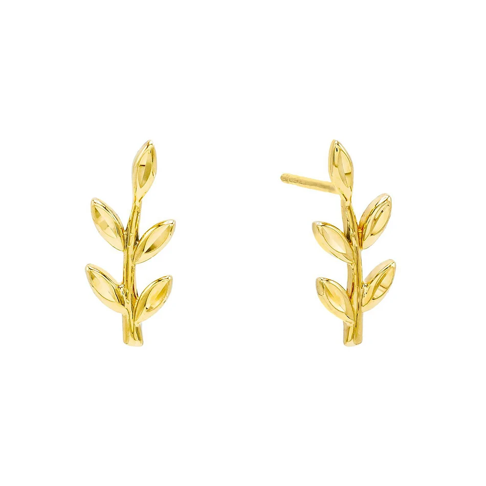

simple style 18k gold plated jewelry noble 925 sterling silver trendy leaf stud earrings for women party