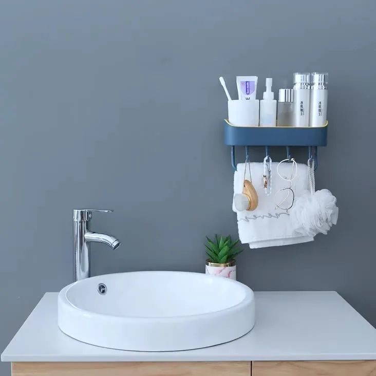 

Bathroom Toilet Hole-Free Creative Two-Color Storage Rack