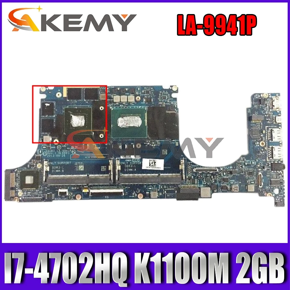 

FOR DELL M3800 Laptop Motherboard VAUB0 LA-9941P I7-4702HQ K1100M 2GB CN-0XYVM6 XYVM6 Mainboard notebook PC 100%Tested