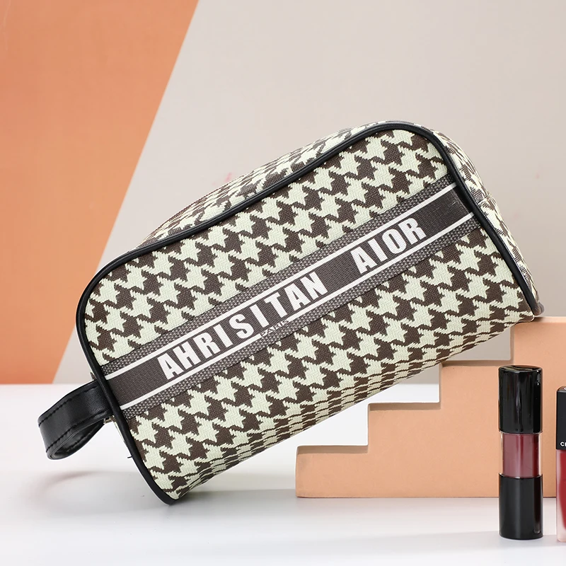 

High-end retro pu leather travel makeup bag custom logo women small cosmetic pouch waterproof wash bag with zipper, As the picture