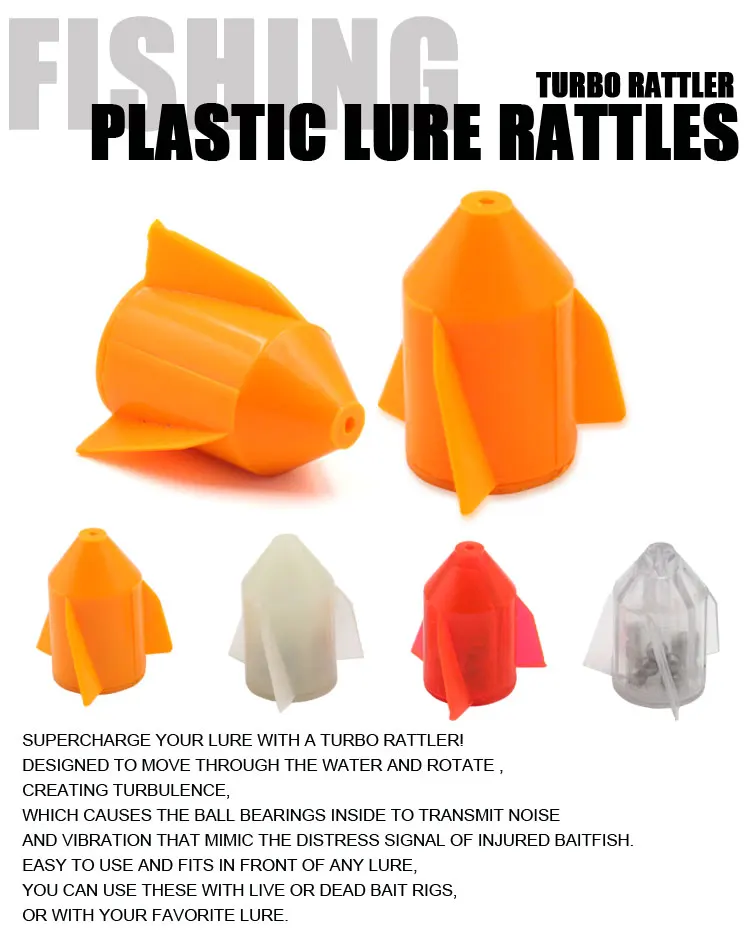 Fishing Rattles Worm Jig Fishing Lure Plastic Rattles Shake Metal Ball