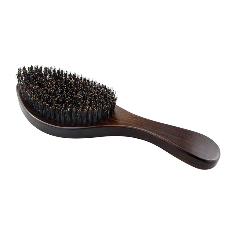 

Factory price 100% natural boar bristle wooden black long handle curved wave brush for men