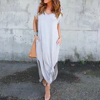 

2019 Amazon Best Seller Women's Casual Loose Pocket Long Dress Short Sleeve Split Maxi Dresses