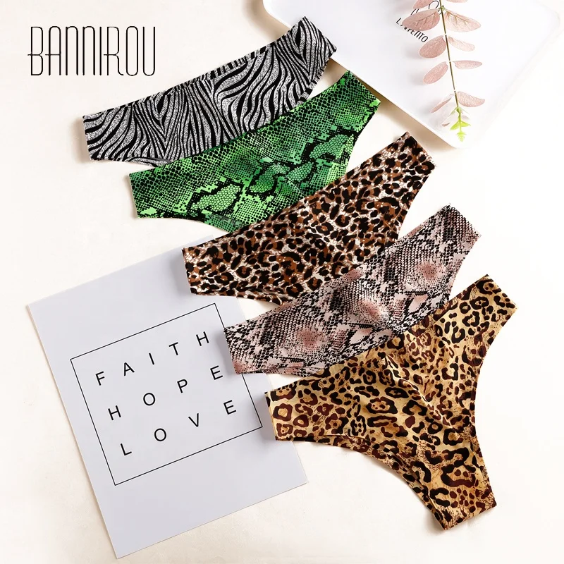 

Seamless Print Underwear For Woman New Arrival Wholesale Female Traceless Panty Ice Silk Sports Thongs Lase Cut M-XXL 5 Colors, Leopard,yellow leopard,zebra,snake,green snake