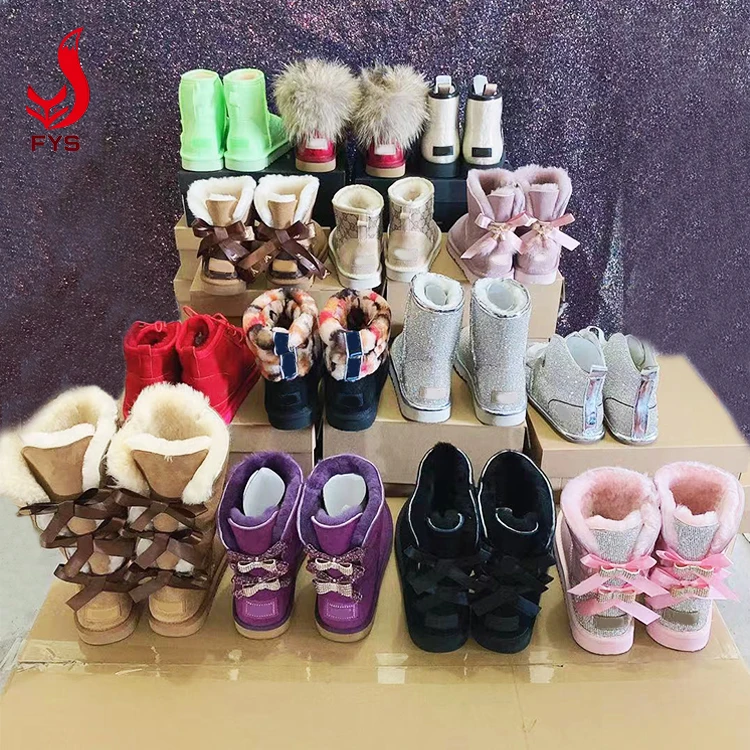 

Wholesale logo custom fashion adult womenwaterproof ankle sheepskin snow boot furry fur boots for kids 2020, Natural or dyed as your like