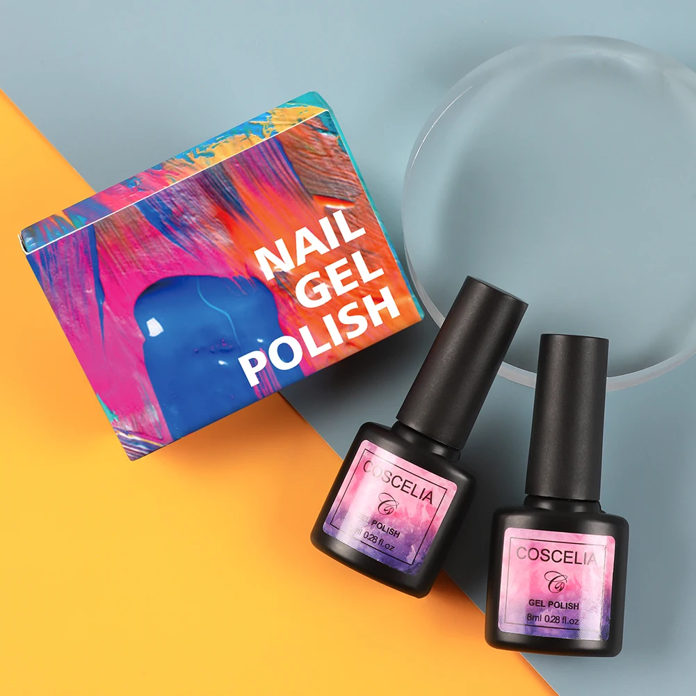 

COSCELIA Hot Sale Top Coat Base Coat for Gel Polish New Professional Soak Off UV Gel Nail Polish Gel Custom Logo, Clear