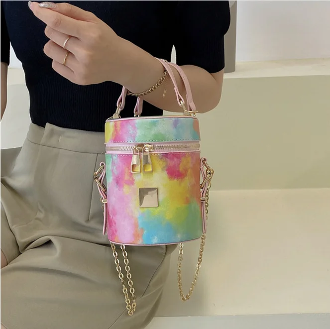 

Bags For Girls Chain Small Graffiti Handbag Personal Bucket Shoulder Diagonal Tote Hand Bags Luxury Crossbody Handbags For Women