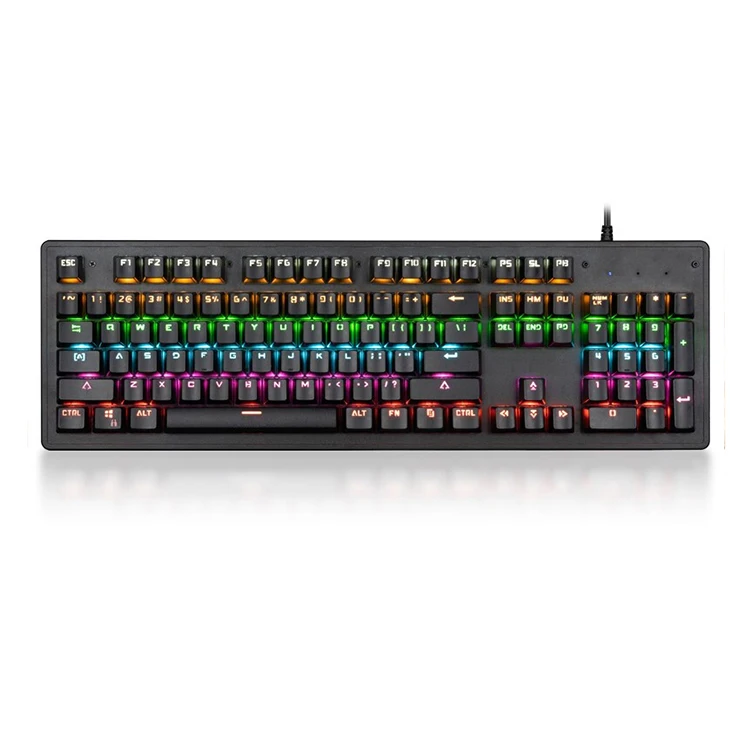 

Original Metal Colorful RGB LED Backlit Green Switch Gaming Wired Mechanical Keyboard K15, Black
