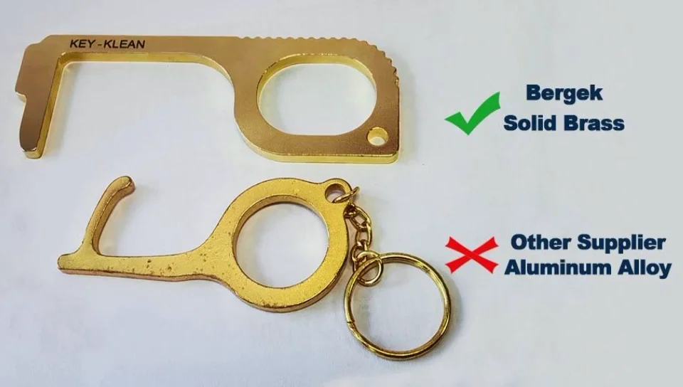 Sanitary Door Opener Tool Edc Keychain Hygiene Hand No Touch Brass