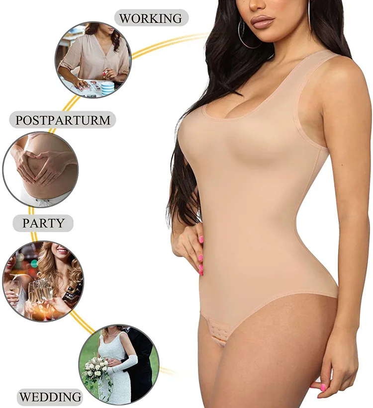 

LangQin 2021 Fajas Colombianas Shapewear Butt Lifter Slimming Girdle bodysuit tops for women plus size full Body Shaper, Picture color