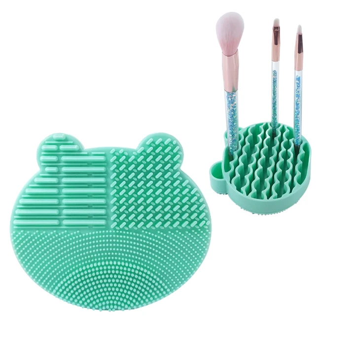 

Cute Bear Shaped Silicone Makeup Brush Cleaning Pad and Drying Stand Brush Holder