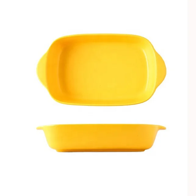 

Morandi Color Glaze Ceramic Handle Baking Pan Porcelain Risotto Bakeware Food Bowl Dish Tableware