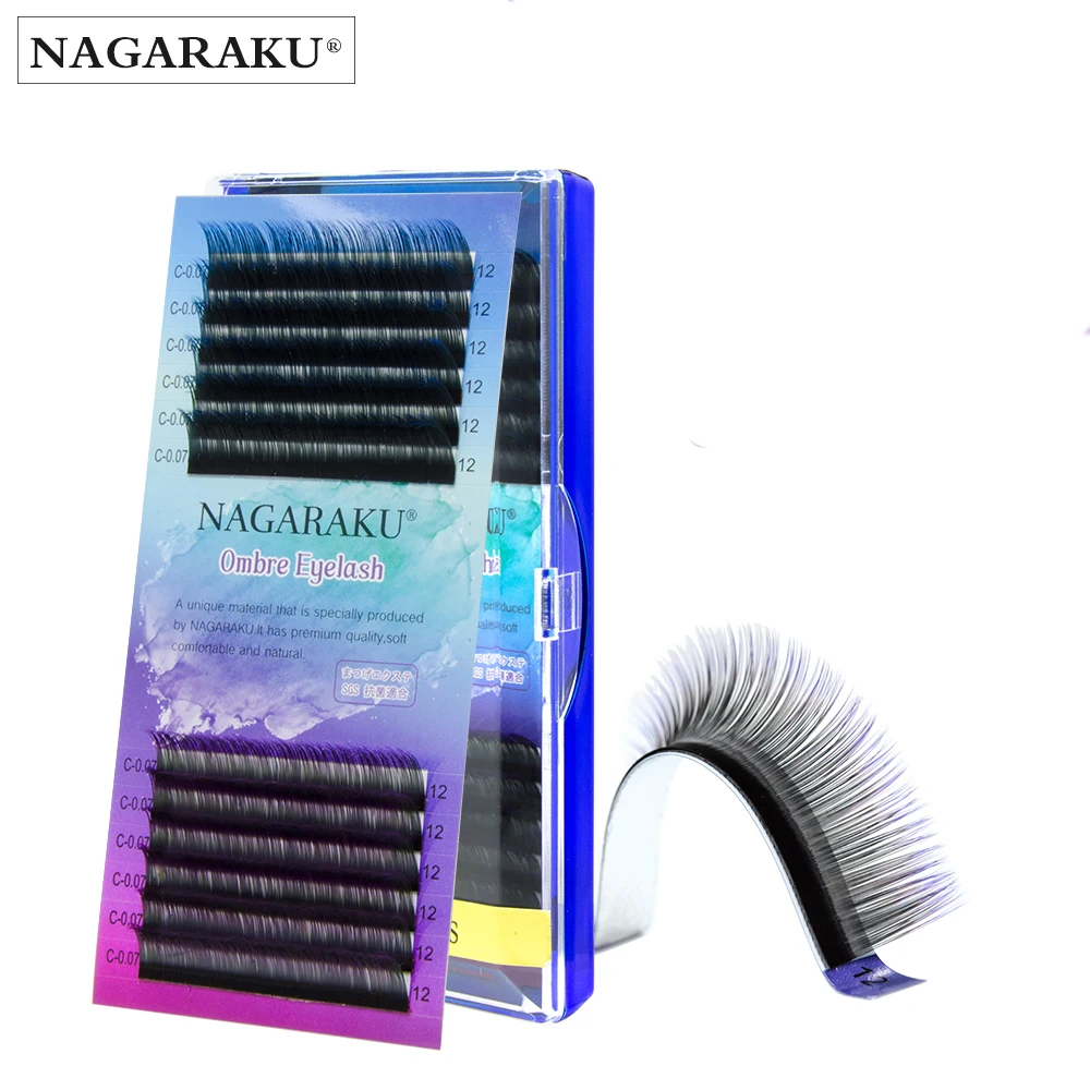 

NAGARAKU Eyelashes Makeup Mink Lashes Ombre Color Purple Blue Gradient Color Eyelash Extension Premium Faux Soft Mink, Ombre blue/purple