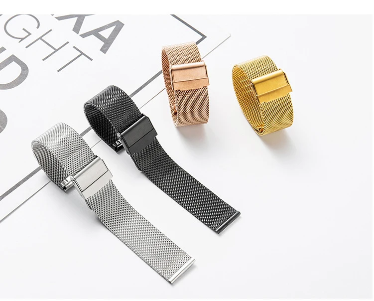 

milanese loop for apple strap 22mm scrap metal black steel mi band 4 smart watch, Optional