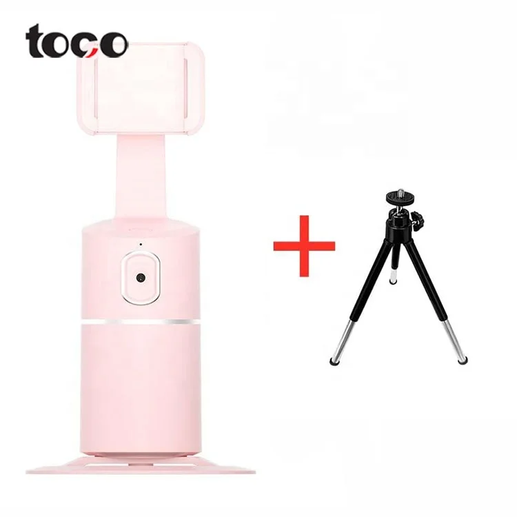 

toco Shooting rotation selfie stick 360 Degree Rotation Auto Smart Selfie Stick Tripod face tracking shooting, Black white pink