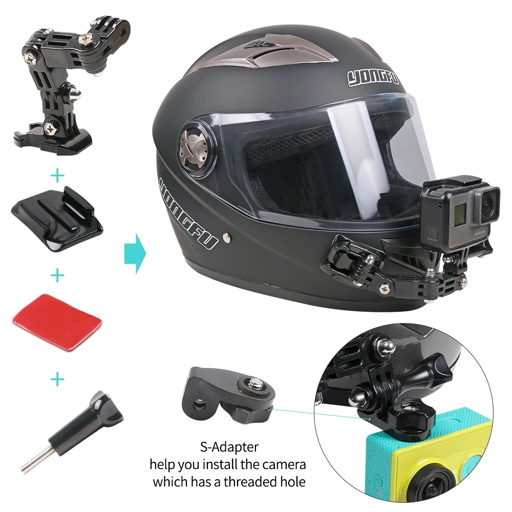 
SUREWO Action Camera Motorcycle Helmet Camera Mount for GoPro Hero 8/7 black 6 5 Black SJ6000 YI and More 