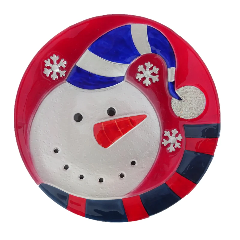 

Liffy Handmade Cute Snowman Glass Plate Wholesale Dish Fruit Plate In Stock