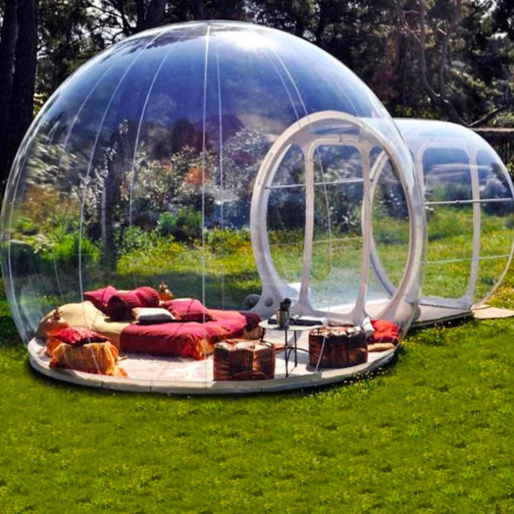 

Customized Outdoor Camping Event Inflatable Transparent Bubble Dome Tent with Channel, Transparent,white or customized